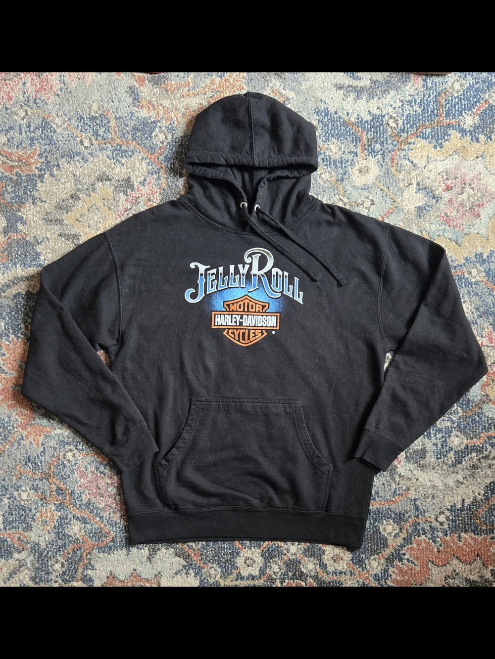 Harley-Davidson Black Jelly Roll Logo Hoodie with Orange Shield
